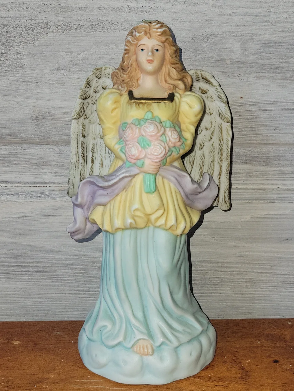 Grandeur Noel Vintage Porcelain Angel Figurine Holding Pink Roses 9